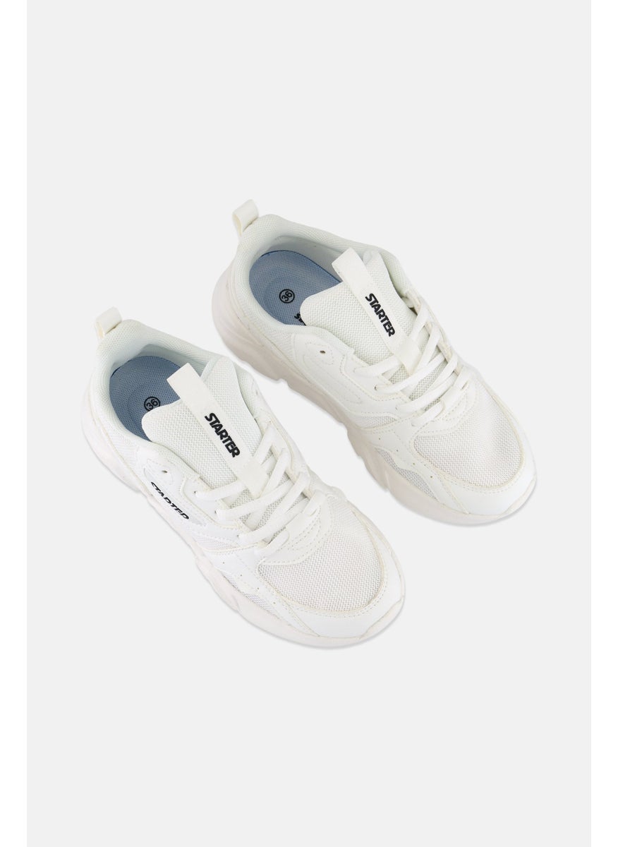 Women Lace Up Running Shoes, White