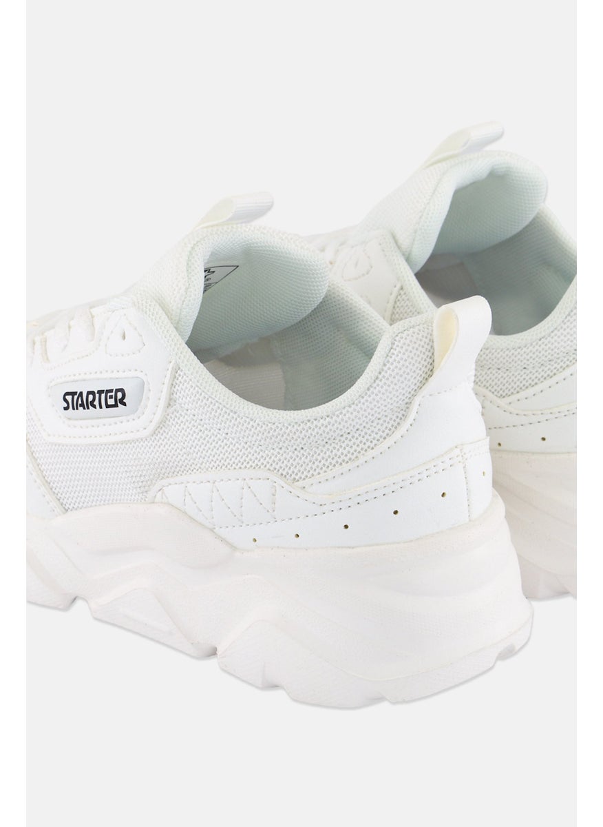 Women Lace Up Running Shoes, White