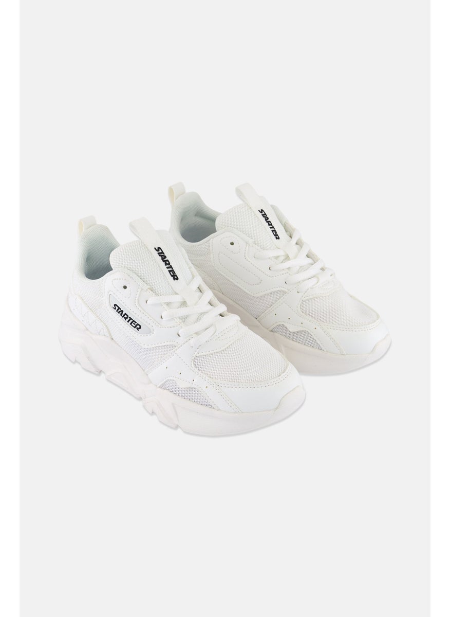 Women Lace Up Running Shoes, White