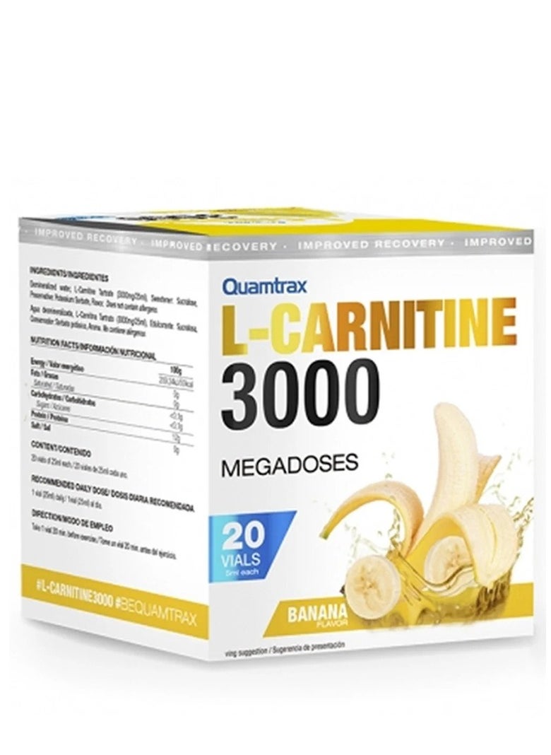 Quamtrax L-Carnitine 3000 Shot Banana Flavor 20 Vials 500ml