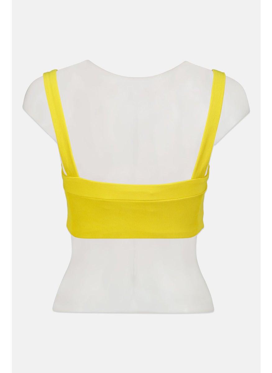 Women Non Padded Textured Bikini Top, Yellow