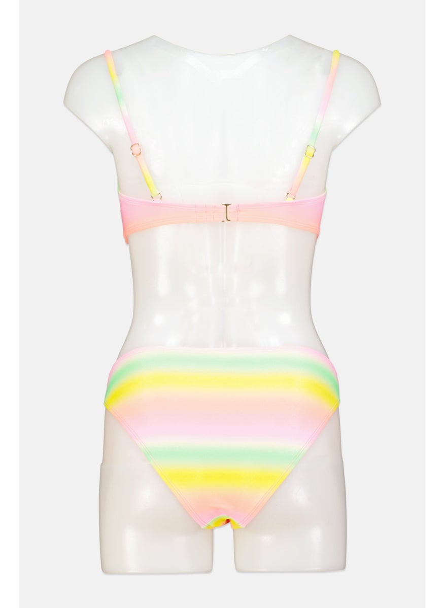 Women 2pcs Metallic Bikini Set, Pink