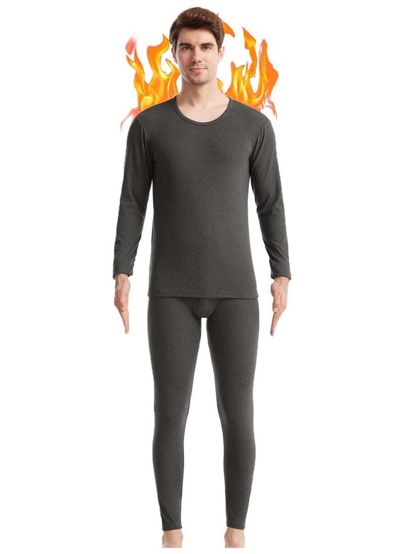 Mens Thermal Underwear Set Long Johns Thermals for Men Base Layer Top & Bottom Ultra Soft Sets Gifts for Men,Grey