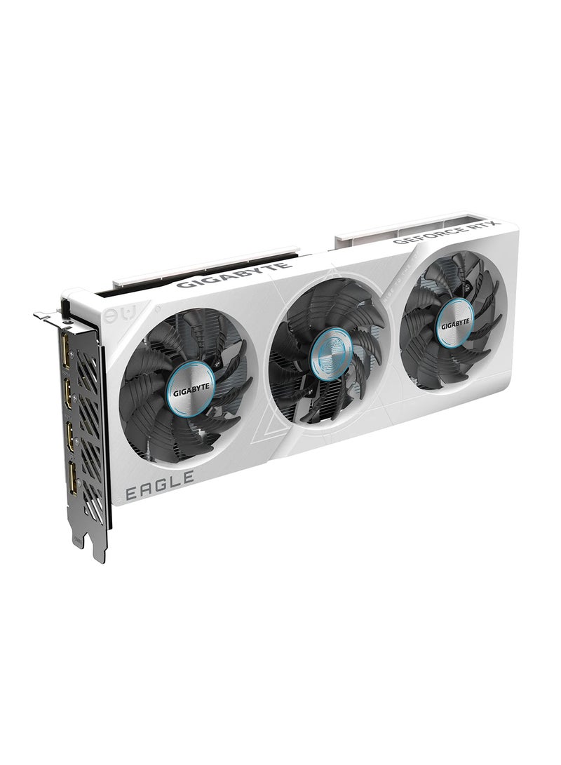 GeForce RTX 4060 EAGLE OC ICE Graphics Card – 8GB GDDR6, 2505 MHz Boost, 17 Gbps Memory, 3072 CUDA Cores, PCIe 4.0, Dual DP & HDMI, Advanced Cooling & RGB Lighting, 4K Gaming, Ray Tracing & DLSS – Ultimate Performance for Gamers | GV-N4060EAGLEOCICE-8GD White