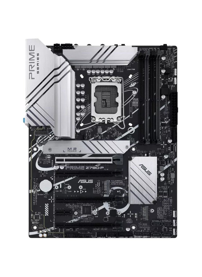 ASUS Prime Z790-P, an Intel Z790 LGA 1700 ATX motherboard with PCIe 5.0, three M.2 slots, 14+1 DrMOS, DDR5, Realtek 2.5 Gb LAN, HDMI, DP, USB 3.2 Gen 2x2 Type-C, front USB 3.2 Gen 2 Type-C, Thunderbolt™ (USB4) support, Arua Sync