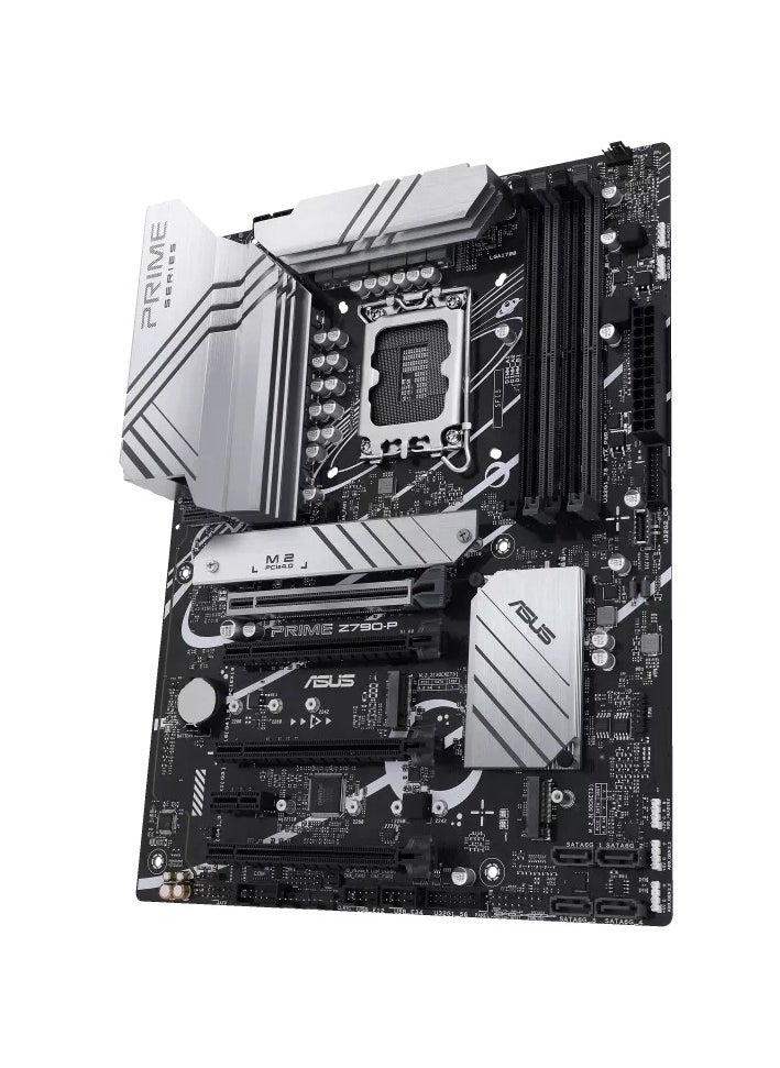 ASUS Prime Z790-P, an Intel Z790 LGA 1700 ATX motherboard with PCIe 5.0, three M.2 slots, 14+1 DrMOS, DDR5, Realtek 2.5 Gb LAN, HDMI, DP, USB 3.2 Gen 2x2 Type-C, front USB 3.2 Gen 2 Type-C, Thunderbolt™ (USB4) support, Arua Sync