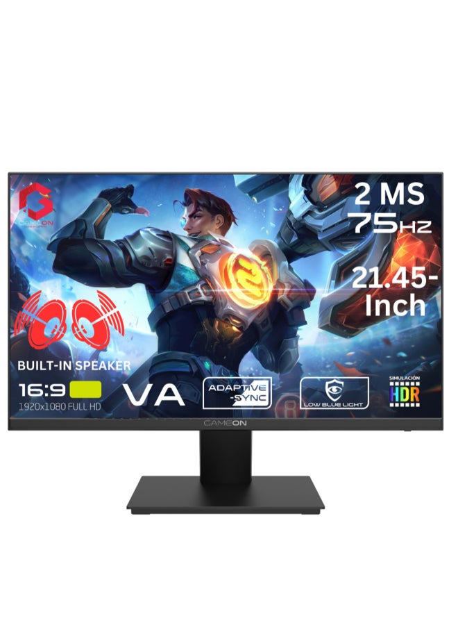 21.45-Inch With Gaming Monitor Flat Screen With FHD (1920x1080) VA Display 2 ms Response Time 75 Hz Refresh Rate With AMD FreeSync And Built-in Speaker Black