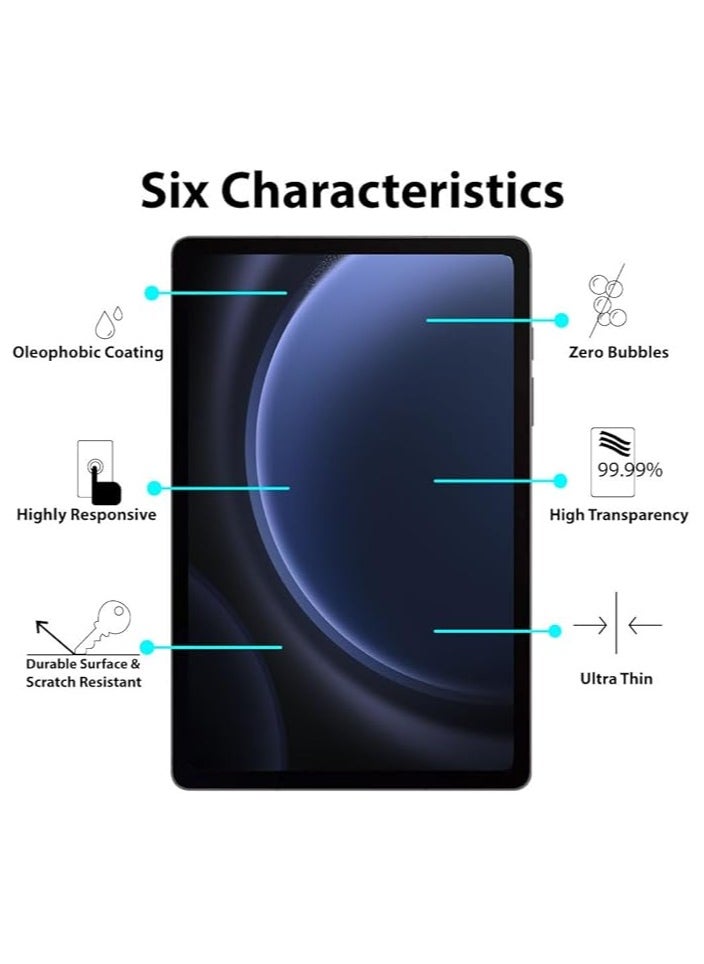 Screen Protectors compatible with Samsung Galaxy Tab S9 FE, 9H hardness, anti-scratch, anti-oil, anti-bubbles, 2.5D round edge, transparent For Samsung Galaxy Tab S9 FE