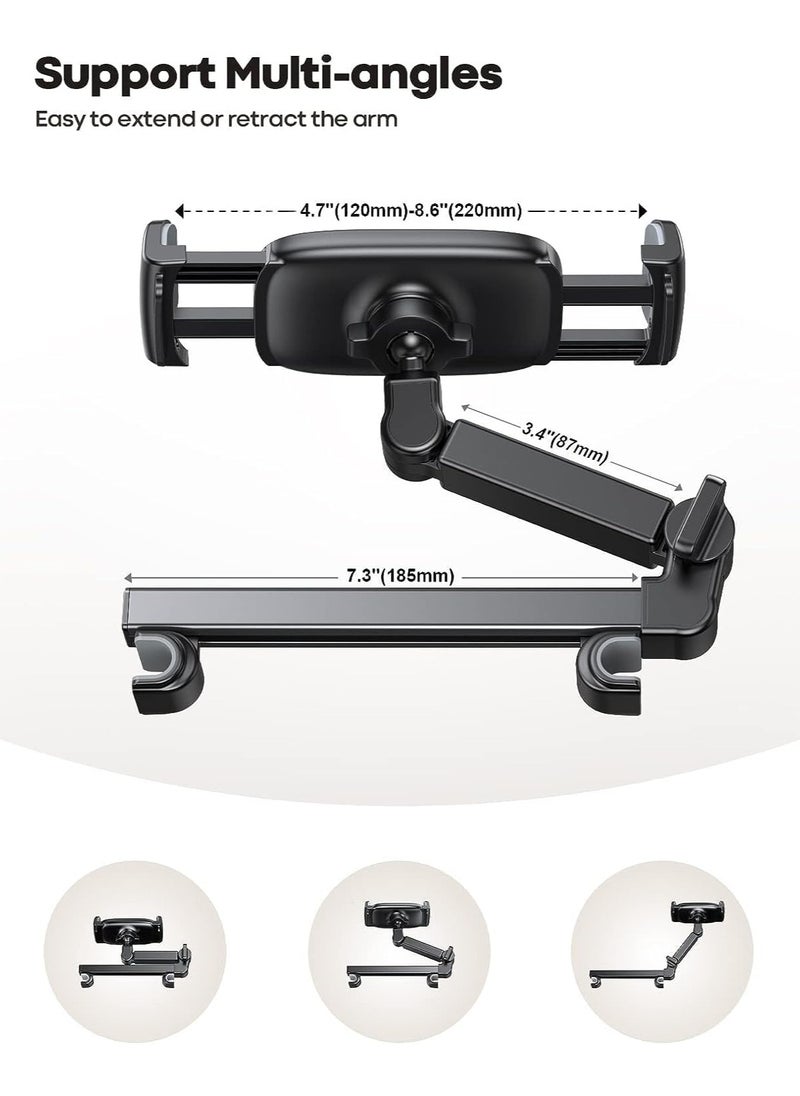 Car Headrest Tablet Holder, Adjustable Extension ArmTablet Car Mount for Back Seat, Road Trip Essentials for Kids, for 4.7-11