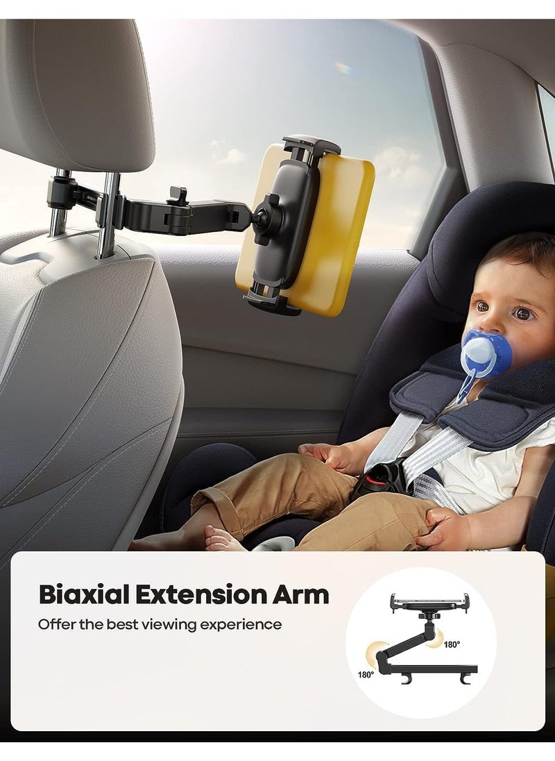 Car Headrest Tablet Holder, Adjustable Extension ArmTablet Car Mount for Back Seat, Road Trip Essentials for Kids, for 4.7-11
