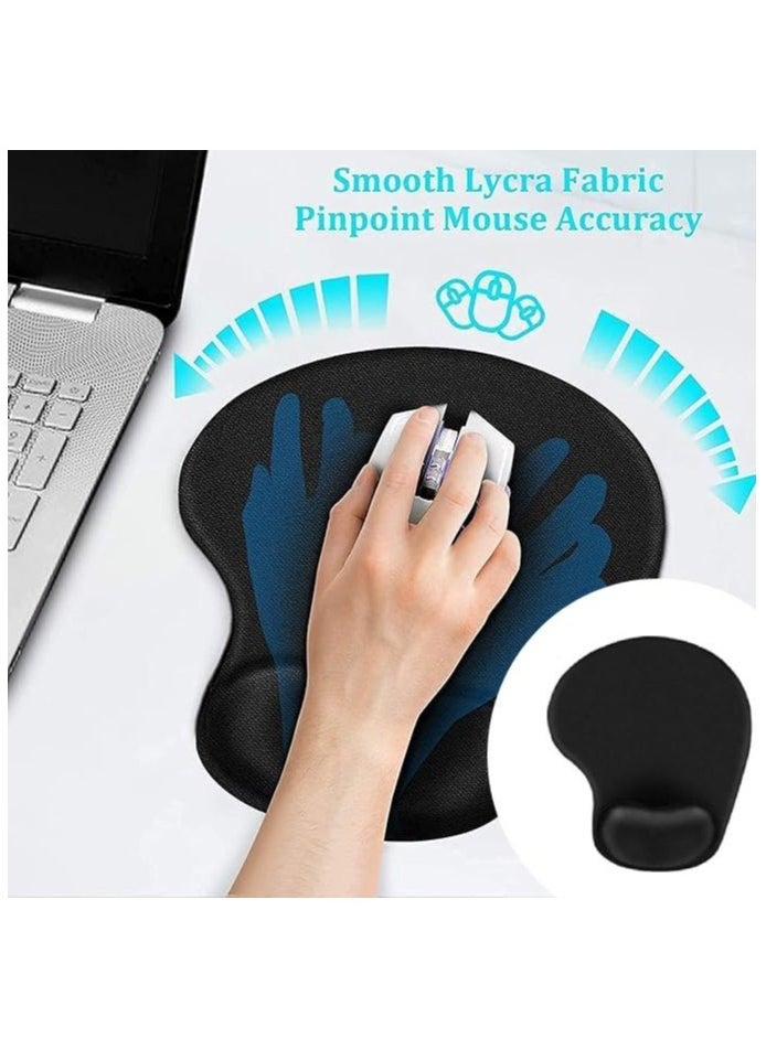 Ergonomic Mouse Pad, Gel Wrist Rest Support, Smooth Lycra Surface, Non-Slip Base, Black – Ideal for Office & Gaming