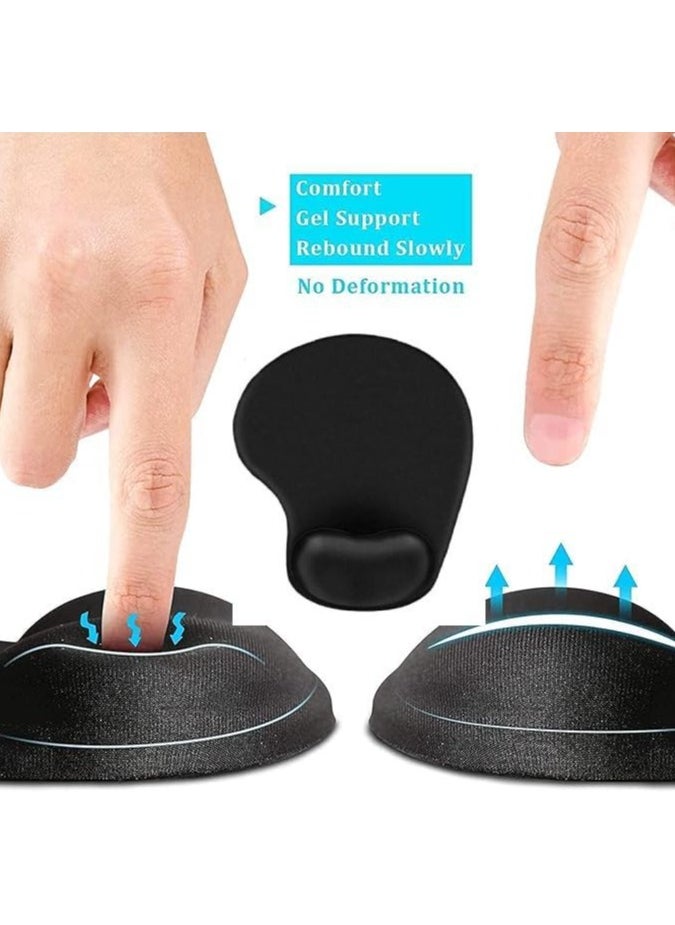 Ergonomic Mouse Pad, Gel Wrist Rest Support, Smooth Lycra Surface, Non-Slip Base, Black – Ideal for Office & Gaming