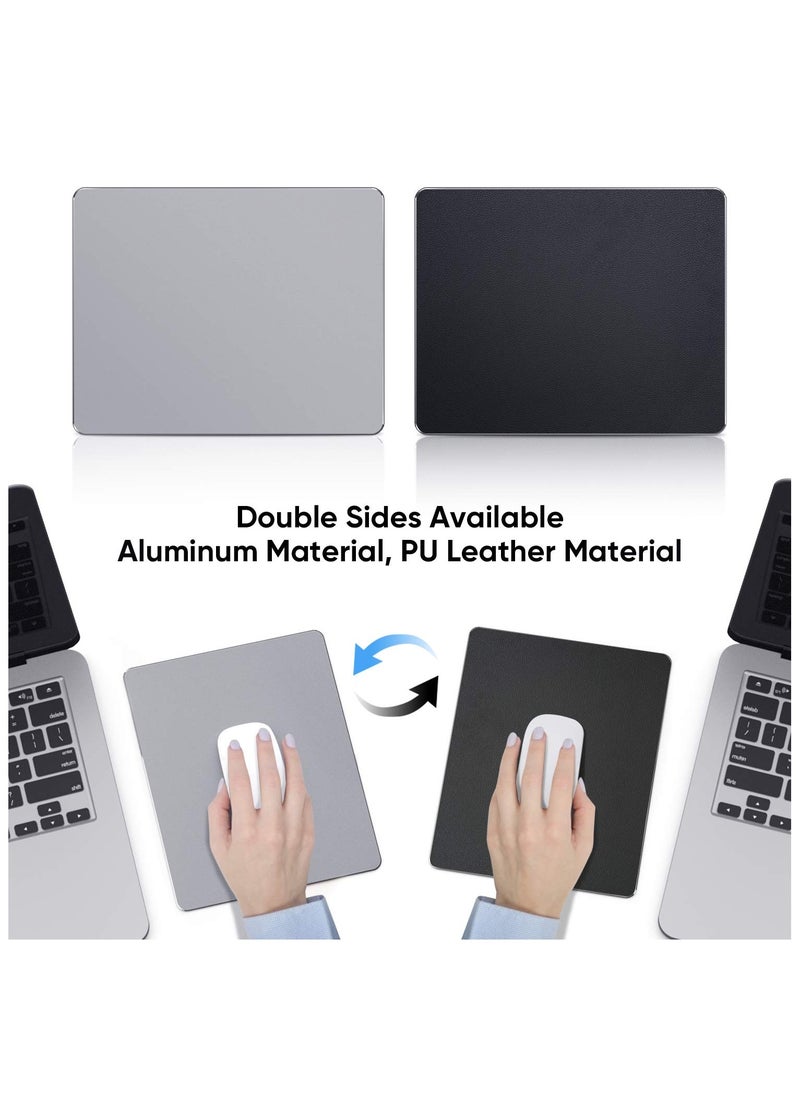 Mouse Pad, Gray Premium Hard Metal Aluminum Mousepad, Double Side Waterproof Ultra Smooth Mouse Pad for Fast and Accurate Mouse Control for Office and Gaming, 9.4 x 7.9inch