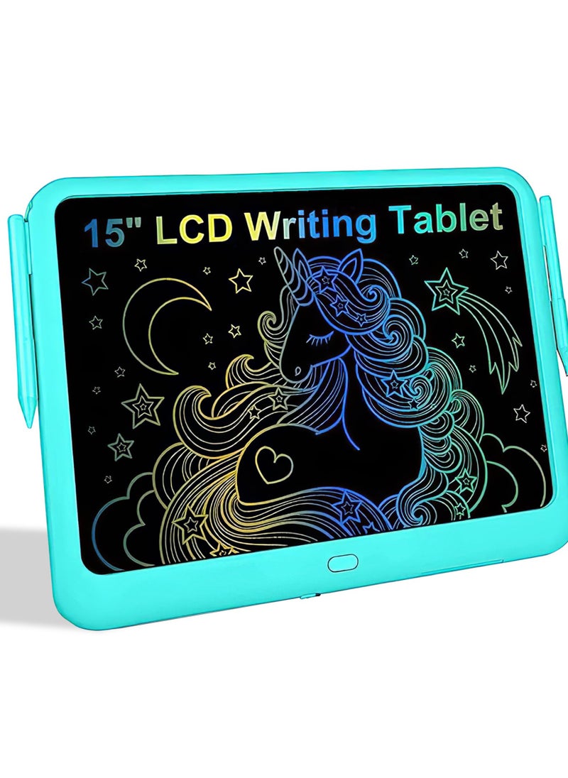 LCD Writing Tablet with Pen For Kids - 15 Inch Doodle Board Kids Tablet - Colorful Toddler Writing Tablet, Educational Kids Drawing Tablet For School Home Erasable LCD Drawing Tablet Girls Boys (Blue)