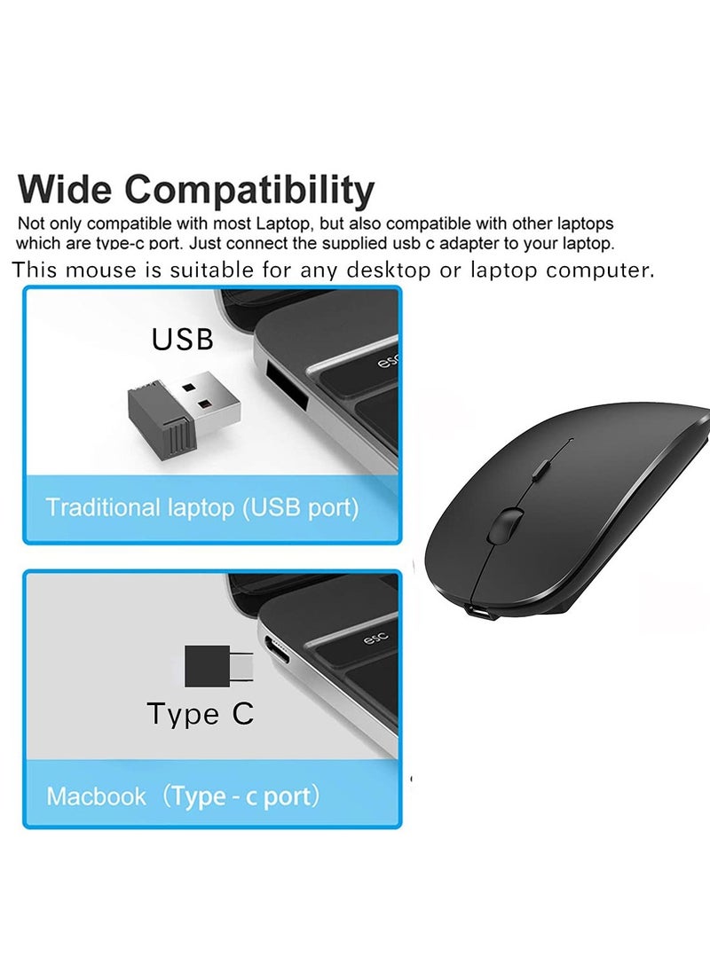 Wireless Mouse for MacBook Pro MacBook Air MacBook Laptop Mac iMac Desktop Computer Chromebook Win7/8/10/11 PC HP Dell Laptop (Black)