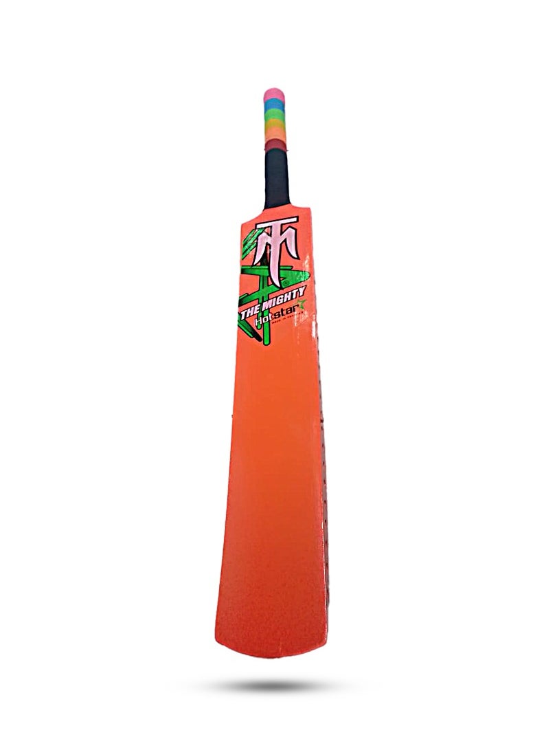 **Kids' Wooden Cricket Bat with protective cover for Tennis and Softball Play** Orange color Edition Best for kids Champ