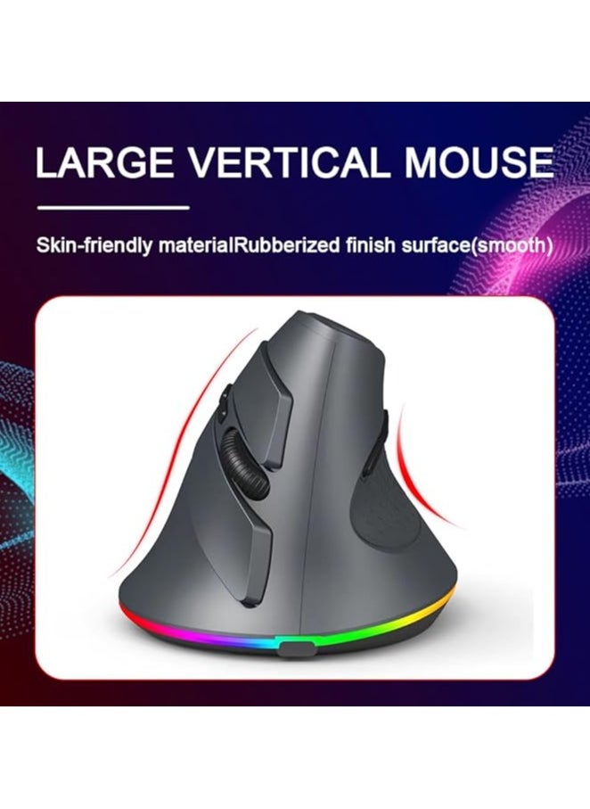 Vertical Wireless Gaming Mouse Programmable Mouse 2.4G Wireless+BT Connection Ergonomic Design