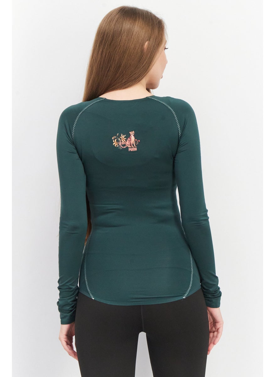 Women Sportswear Fit Long Sleeves Training Top, Green