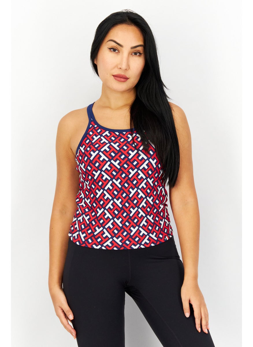 Women Sportswear Fit Allover Printed Training Tank Top, Red Combo