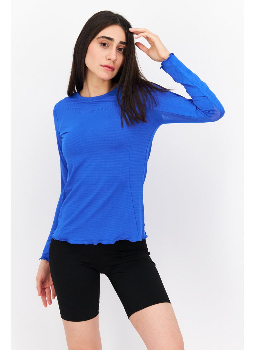 Women Sportswear Fit Long Sleeve Training Top, Royal Blue