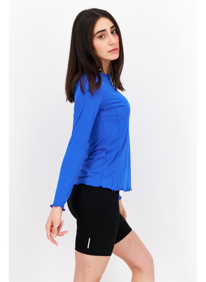 Women Sportswear Fit Long Sleeve Training Top, Royal Blue