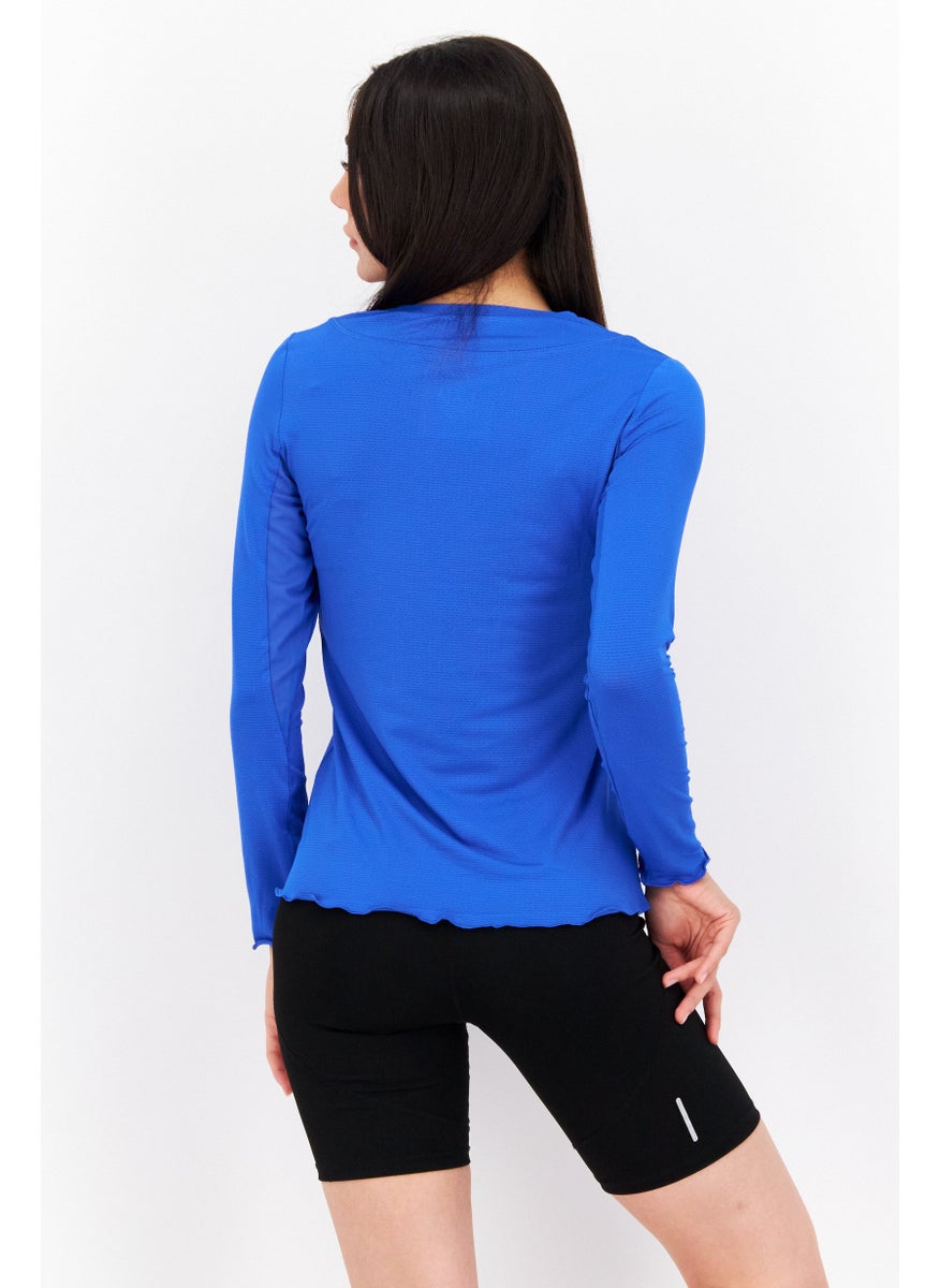 Women Sportswear Fit Long Sleeve Training Top, Royal Blue