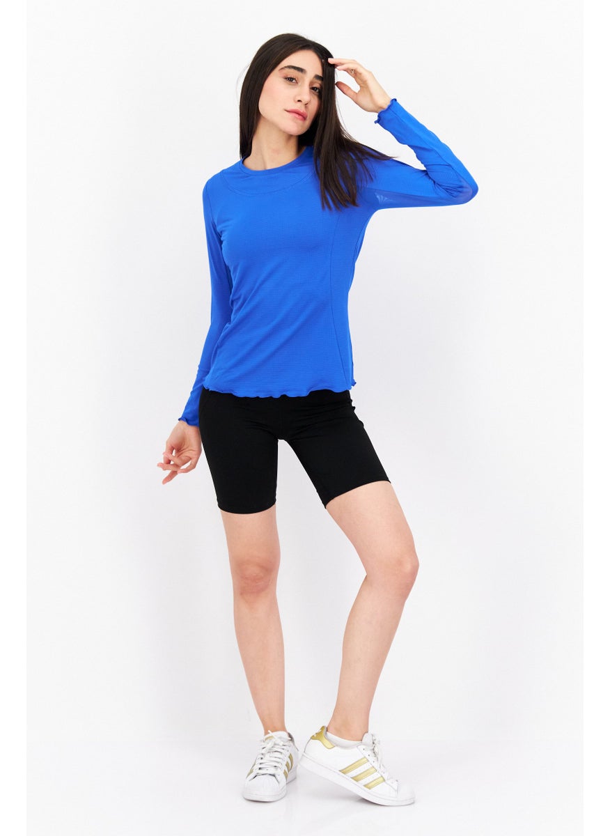 Women Sportswear Fit Long Sleeve Training Top, Royal Blue