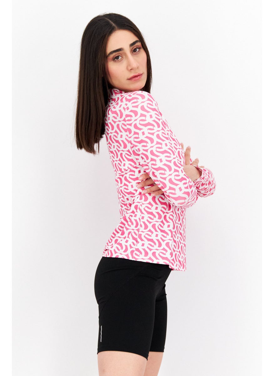 Women Sportswear Fit Long Sleeve Training Top, Pink/White