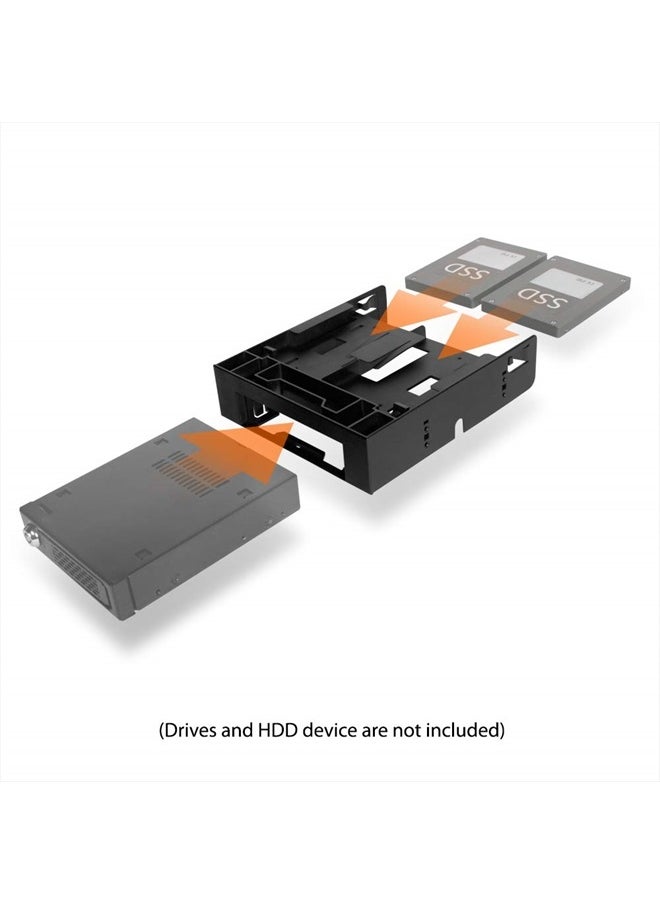 Dual 2 Bay 2.5 inch HDD/SSD & 1 x 3.5 HDD/Device Front Bay to 5.25