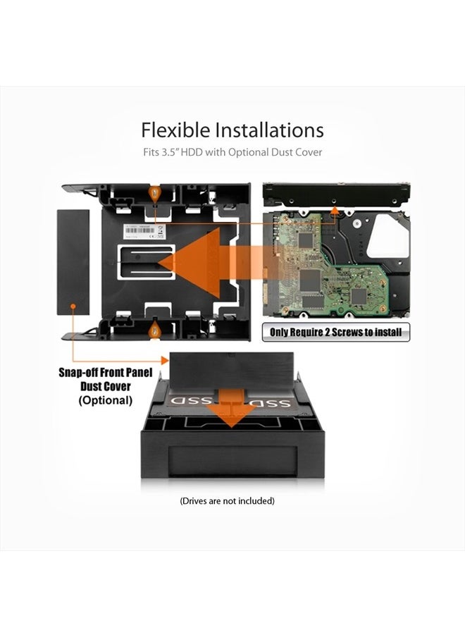 Dual 2 Bay 2.5 inch HDD/SSD & 1 x 3.5 HDD/Device Front Bay to 5.25