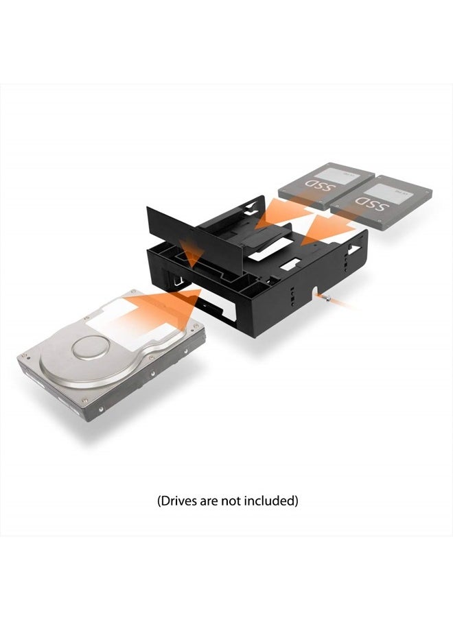 Dual 2 Bay 2.5 inch HDD/SSD & 1 x 3.5 HDD/Device Front Bay to 5.25