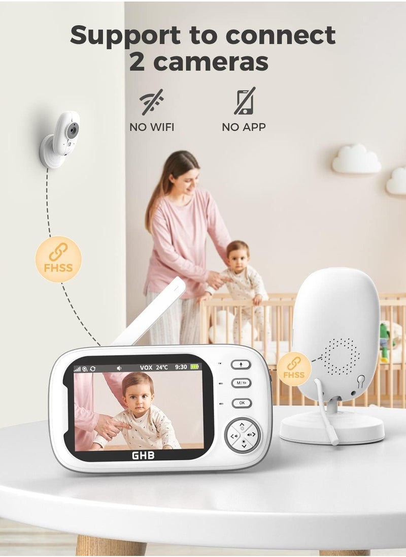 Baby Monitor with Camera – 3.5-inch Night Vision, VOX Mode, Two-Way Talk, Lullabies, Temperature Alert