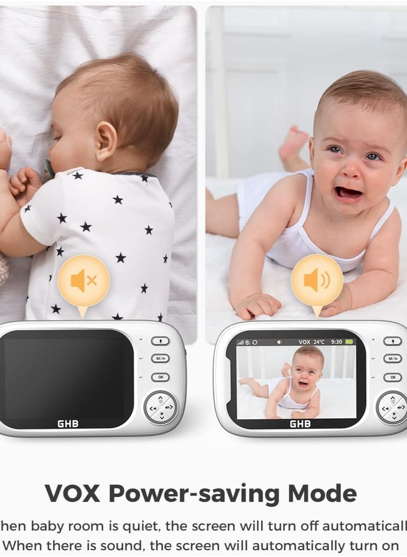 Baby Monitor with Camera – 3.5-inch Night Vision, VOX Mode, Two-Way Talk, Lullabies, Temperature Alert