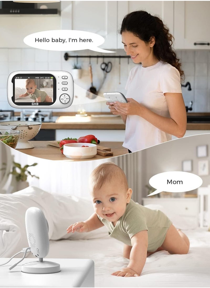 Baby Monitor with Camera – 3.5-inch Night Vision, VOX Mode, Two-Way Talk, Lullabies, Temperature Alert