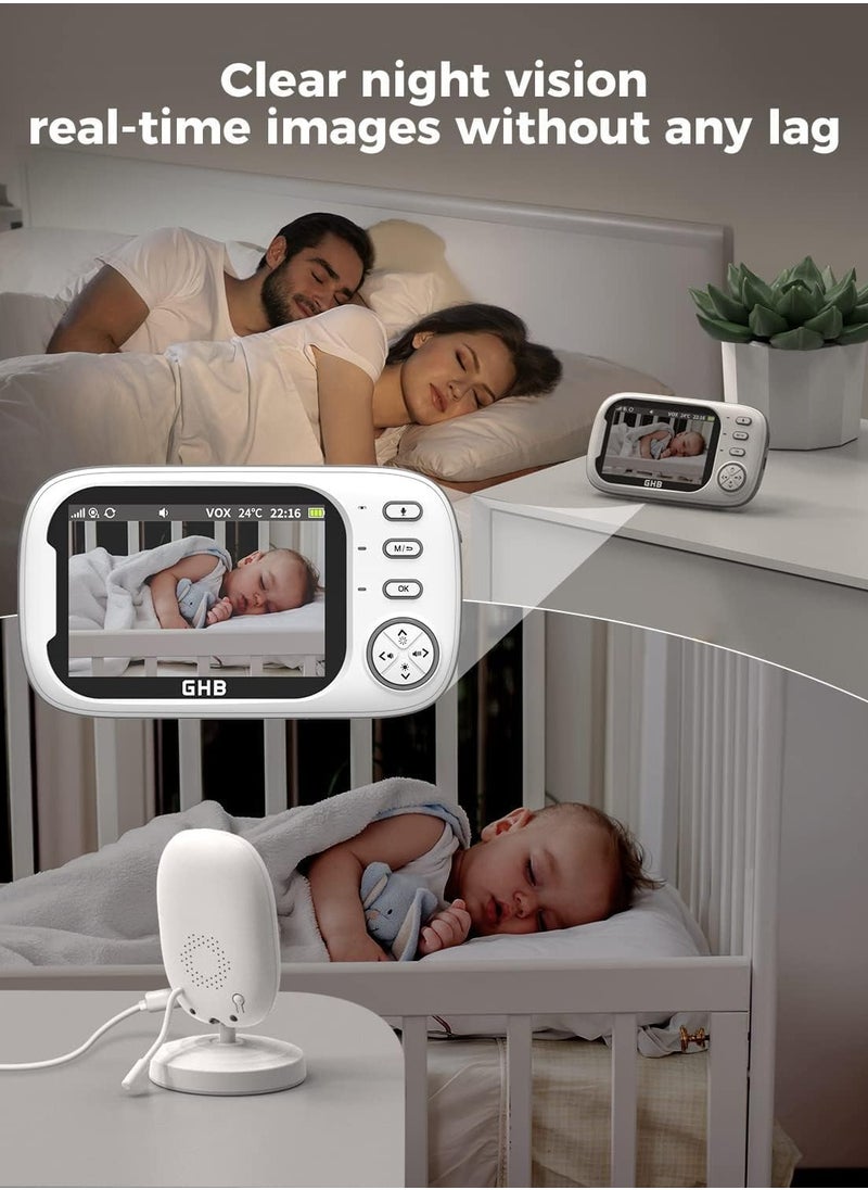 Baby Monitor with Camera – 3.5-inch Night Vision, VOX Mode, Two-Way Talk, Lullabies, Temperature Alert