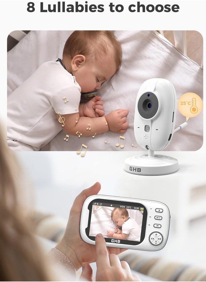 Baby Monitor with Camera – 3.5-inch Night Vision, VOX Mode, Two-Way Talk, Lullabies, Temperature Alert