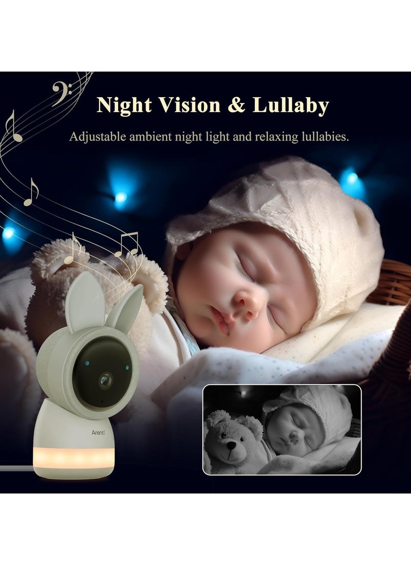 2K Wifi Baby Monitor with Camera, 5-Inch 720P Display, Night Vision, Pan Tilt Zoom, 2-Way Talk, Cry & Motion Detection, App & Screen Control