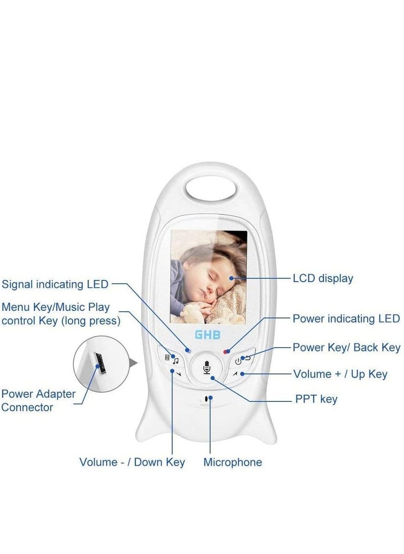 Wireless Baby Monitor with Camera, Night Vision, Temperature Monitoring, 2-Way Talk & Lullaby Function