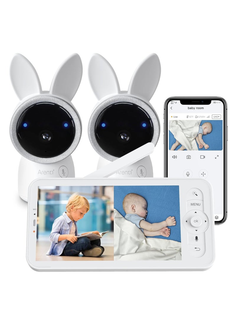 Baby Monitor with Two 2K/3MP HD Cameras, 5