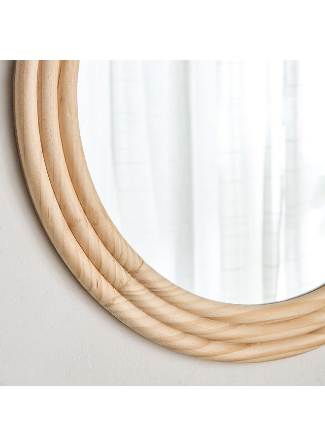 Posco Pine Wood Round Mirror 60 x 60 cm