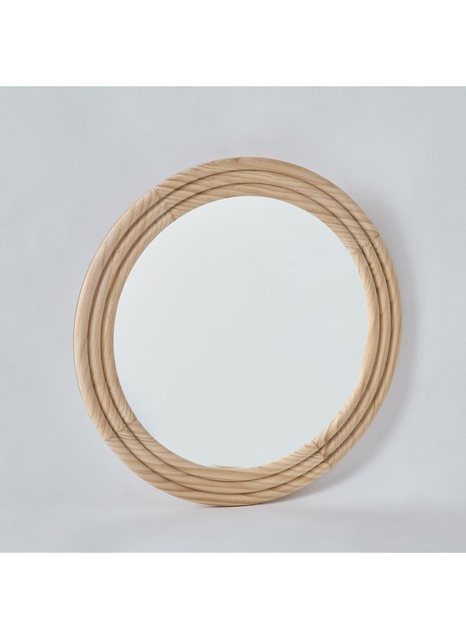 Posco Pine Wood Round Mirror 60 x 60 cm