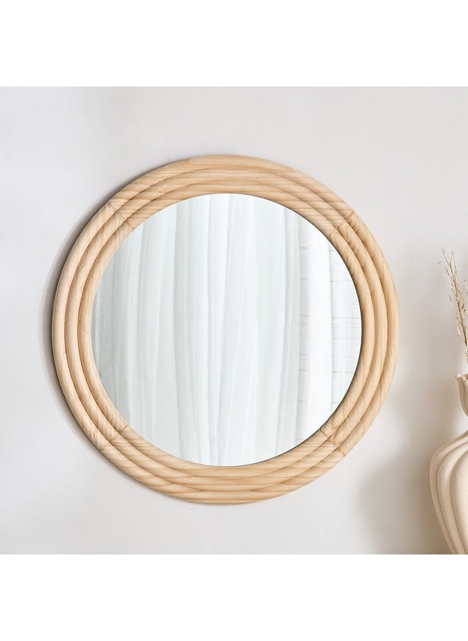 Posco Pine Wood Round Mirror 60 x 60 cm