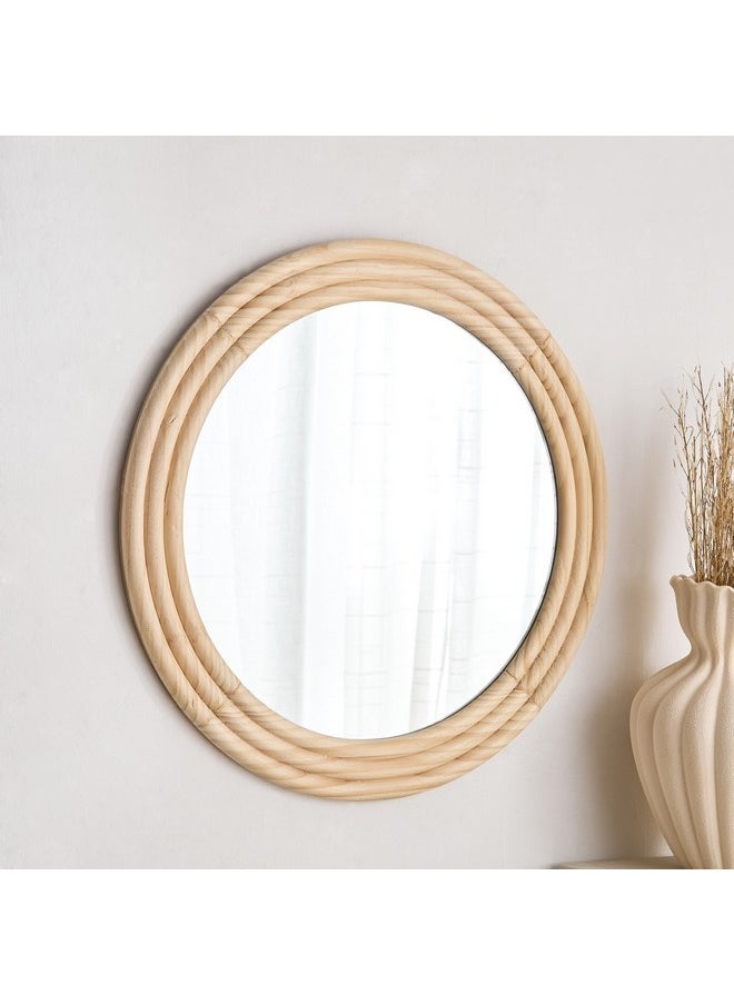 Posco Pine Wood Round Mirror 60 x 60 cm