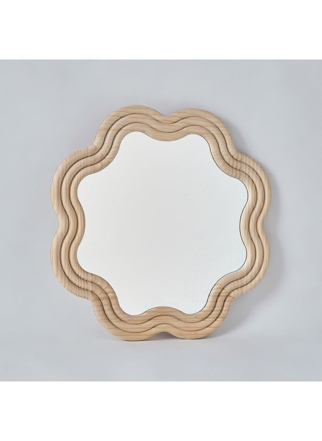 Posco Pine Wood Wavy Mirror 60 x 60 cm