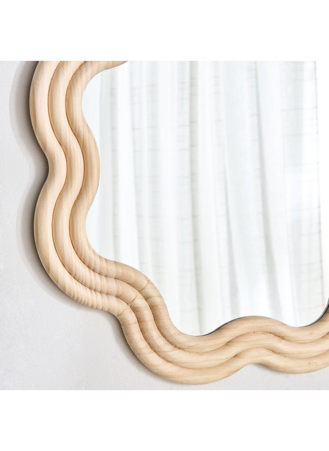 Posco Pine Wood Wavy Mirror 60 x 60 cm