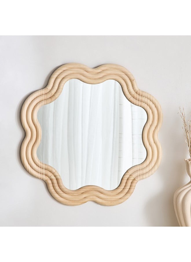 Posco Pine Wood Wavy Mirror 60 x 60 cm