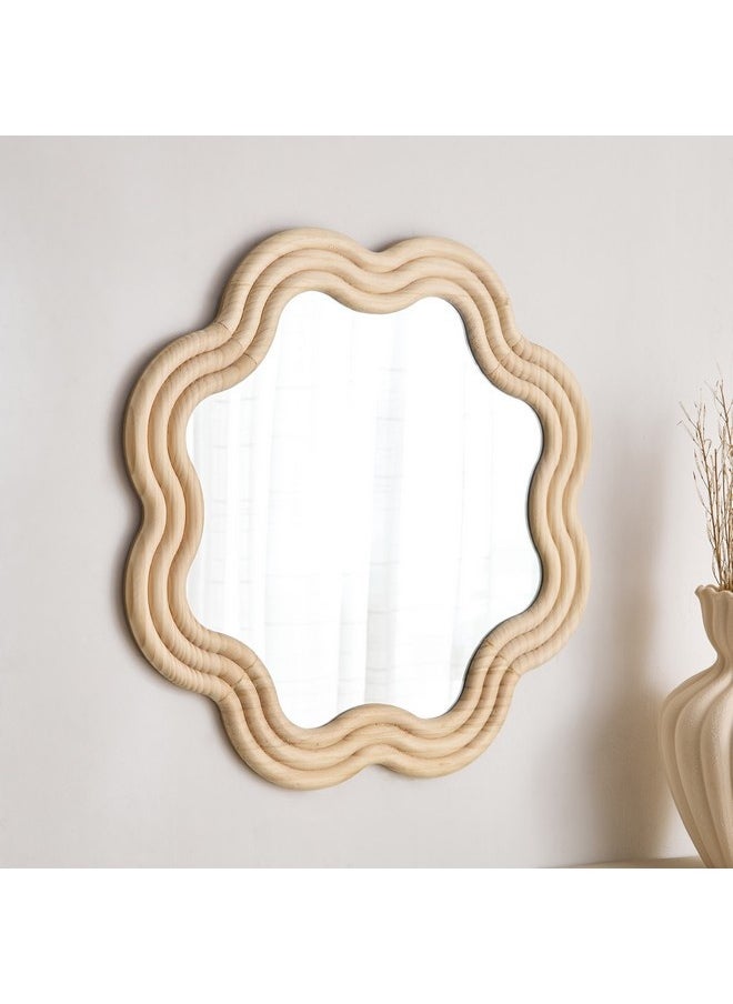 Posco Pine Wood Wavy Mirror 60 x 60 cm