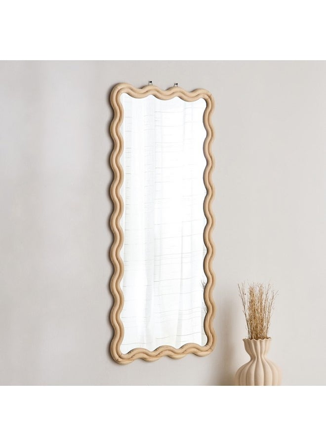 Posco Pine Wood Wavy Mirror 120 x 54 cm