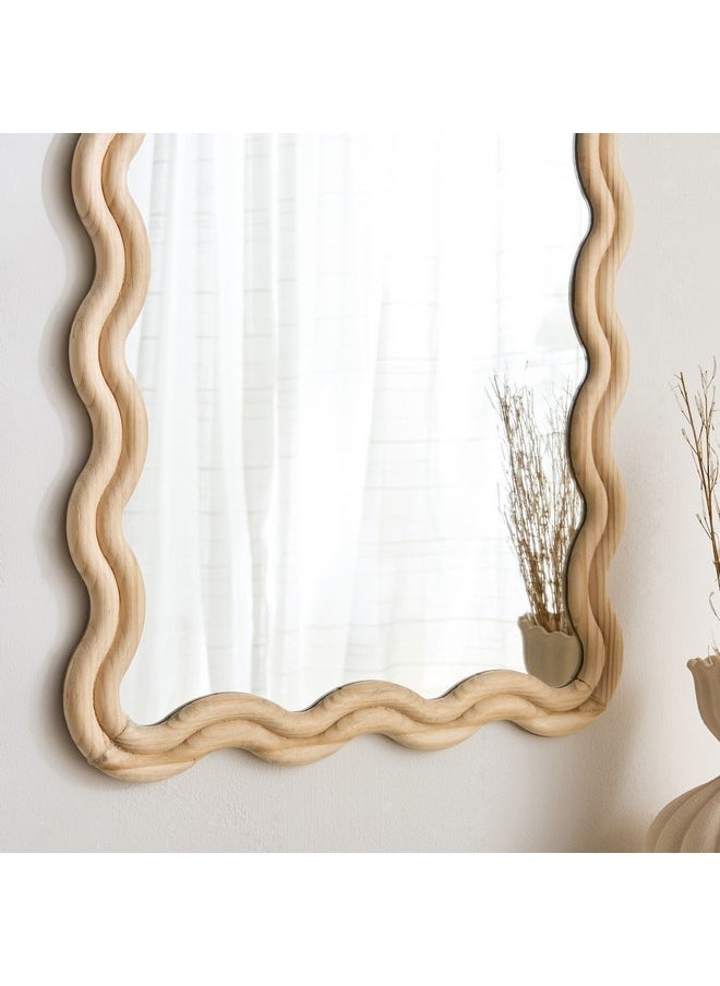 Posco Pine Wood Wavy Mirror 120 x 54 cm