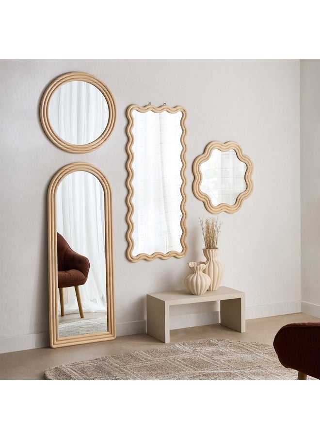 Posco Pine Wood Wavy Mirror 120 x 54 cm